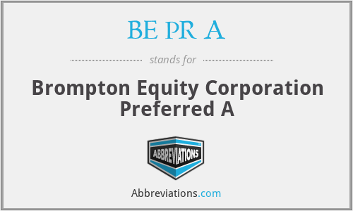 BE PR A - Brompton Equity Corporation Preferred A